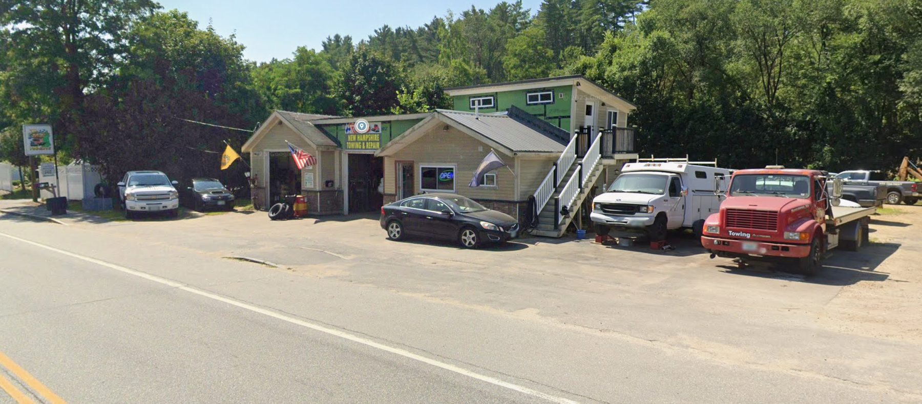 MJ's NH Towing and Repair storefront at 183 King Street in Boscawen, New Hampshire